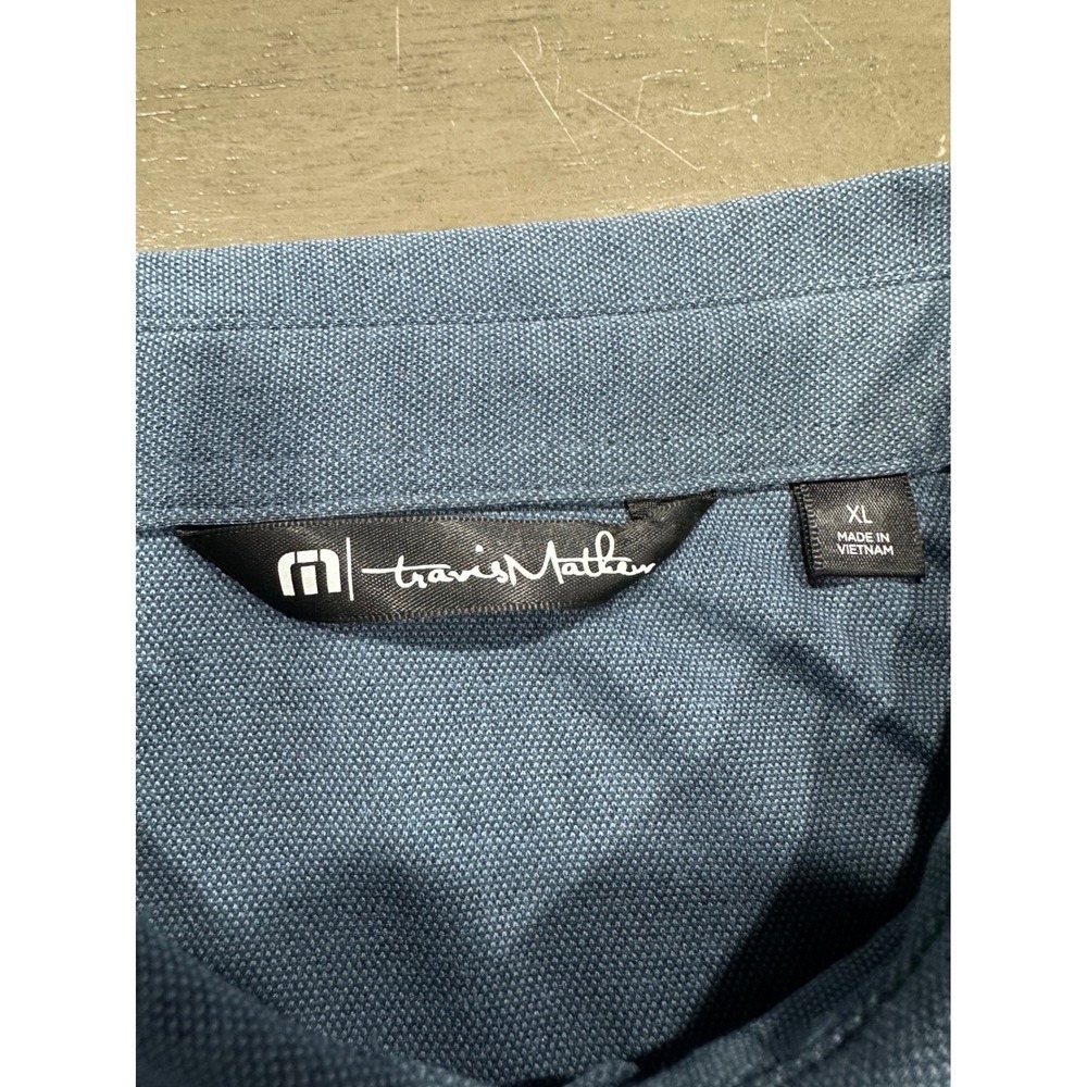 Travis Mathew Mens Blue Short Sleeve Polo Shirt Apex Logo XL 1MU410 - Picture 4 of 10